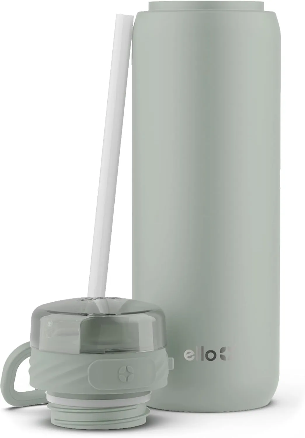 Ello Cooper 22oz Stainless Steel Water Bottle with Straw and Carry Handle, Double Walled and Vacuum Insulated Metal, Leak Proof Locking Lid with Soft Silicone Spout, Reusable, BPA Free, Sage