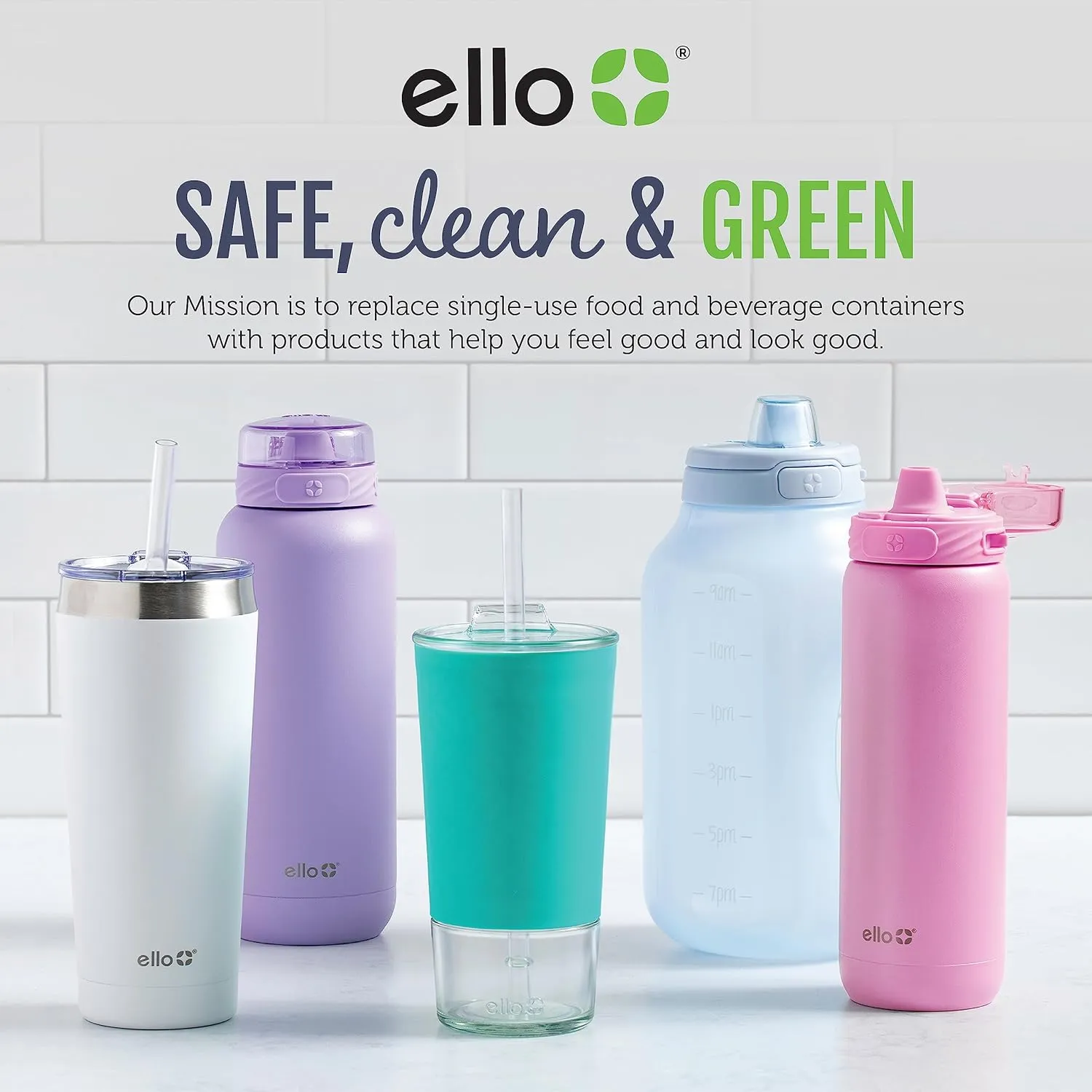 Ello Cooper 22oz Stainless Steel Water Bottle with Straw and Carry Handle, Double Walled and Vacuum Insulated Metal, Leak Proof Locking Lid with Soft Silicone Spout, Reusable, BPA Free, Sage