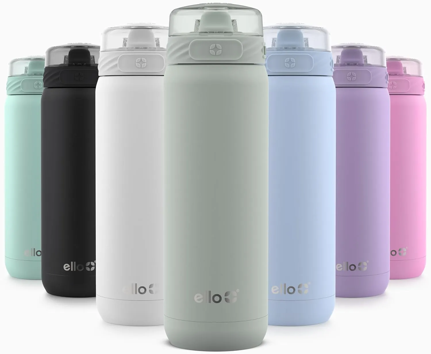 Ello Cooper 22oz Stainless Steel Water Bottle with Straw and Carry Handle, Double Walled and Vacuum Insulated Metal, Leak Proof Locking Lid with Soft Silicone Spout, Reusable, BPA Free, Sage