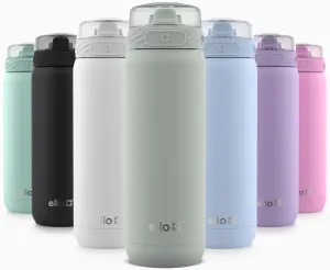 Ello Cooper 22oz Stainless Steel Water Bottle with Straw and Carry Handle, Double Walled and Vacuum Insulated Metal, Leak Proof Locking Lid with Soft Silicone Spout, Reusable, BPA Free, Sage