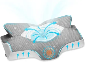 Elviros Cervical Memory Foam Pillows for Neck and Shoulder Pain, Ergonomic Orthopedic Sleeping Support Pillow for Side Sleepers, Back and Stomach Sleepers (Small)