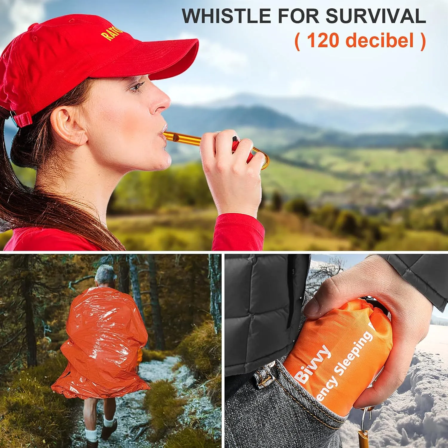 Emergency Sleeping Bags Thermal-Emergency-Blankets Ultralight Space Blankets Survival Waterproof Bivy Sack Multi-Purpose Survival Gear for Hiking, Camping, First Aid Kits, Outdoor Survival Gear