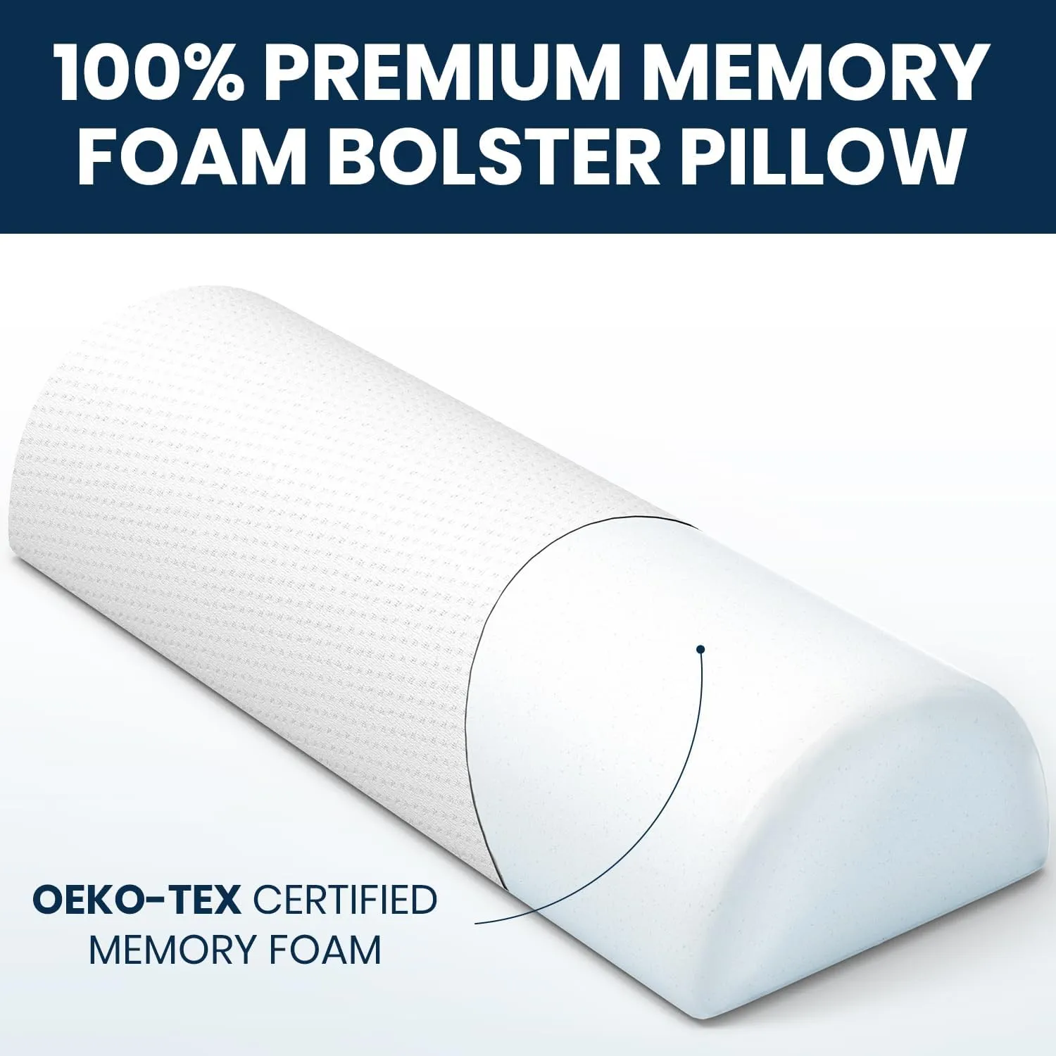 Everlasting Comfort Knee Pillow for Back Sleeping, Comfortable Pure Memory Foam Half Moon Bolster Pillow for Legs - Under Knee Pillow for Sleeping, Leg Pillow for Back Pain
