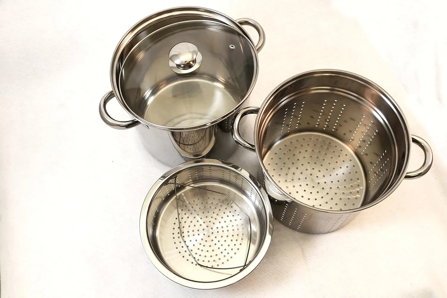 EXCELSTEEL 4 Piece 18/10 Stainless Steel Multi-Cookware Set With Encapsulated Base, 12 Qt