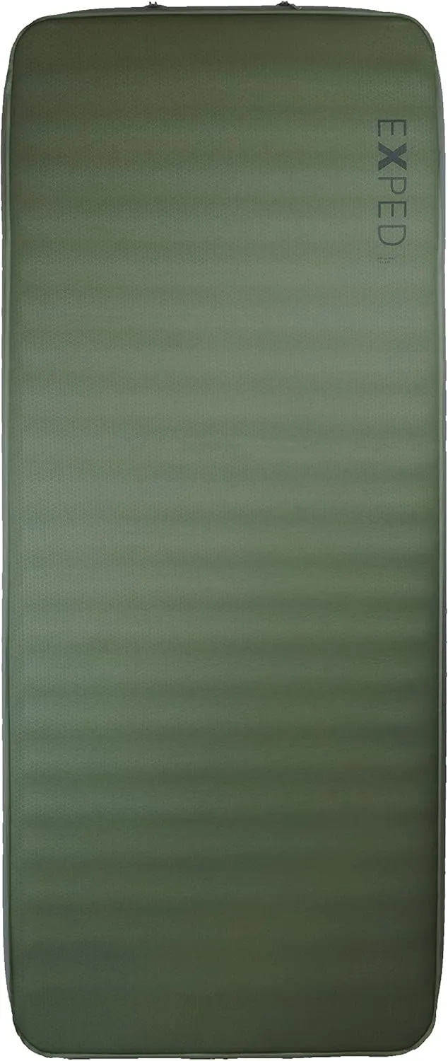 Exped MegaMat 10 - Self Inflating Foam Sleeping Pad, 4" Thickness Camping Bed, Compact and Lightweight, Mini Pump Included, Green, Long Extra Wide - Past Season