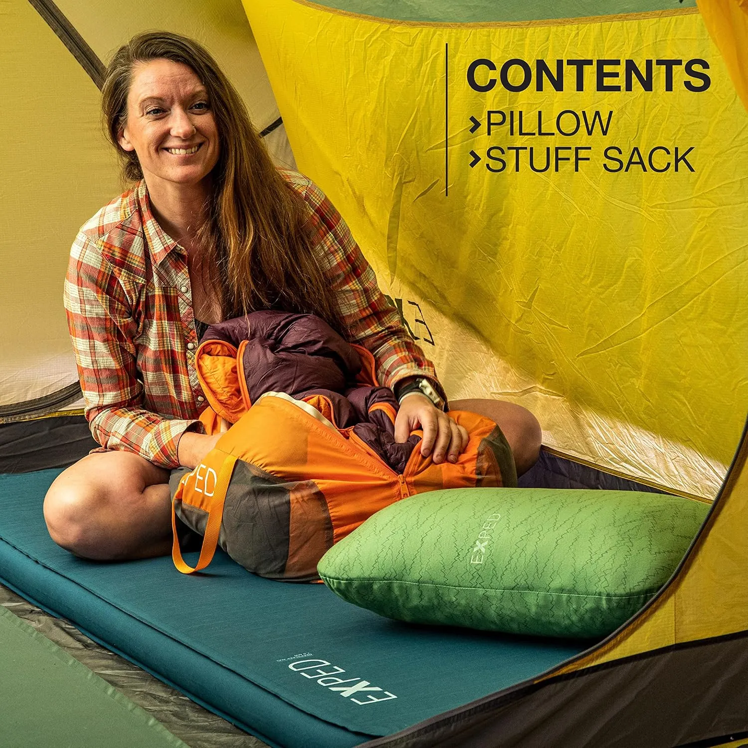 Exped Trailhead Pillow | Memory Foam Camping Pillow | Plush & Luxurious Camping Pillow | Large & Comfortable Travel Pillow, Blue Mountain Print, One Size