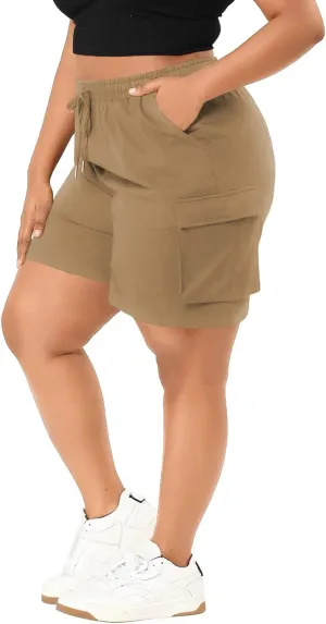 Eytino Womens Plus Size Hiking Cargo Shorts Lightweight Active Athletic Shorts Running Summer Shorts with Pockets(1X-5X)