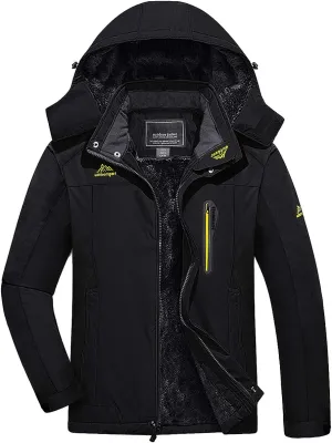 FASKUNOIE Men's Winter Thicken Fleece Coat Windproof Hiking Snow Skiing Jackets Parka