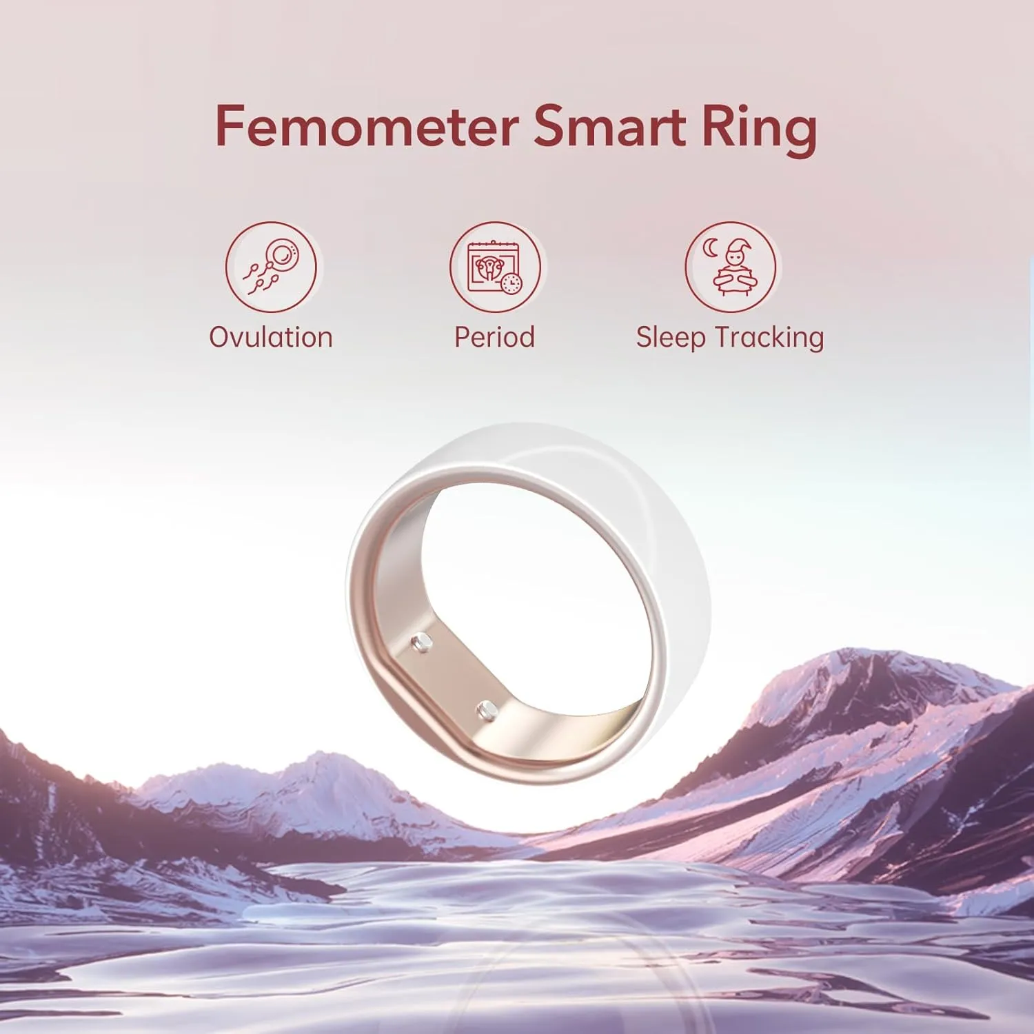 femometer Smart Ring Gen1 for Women's Fertility and Ovulation Monitor Tracking - Size Before You Buy - App Auto-Sync - Sleep Analysis - Rechargeable & Waterproof - Free Subscription - Size 6