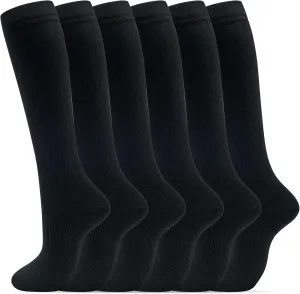 fenglaoda 6 Pairs Compression Socks for Women & Men Knee High Cute Circulation Socks for Nurse Pregnant Travel Athletic