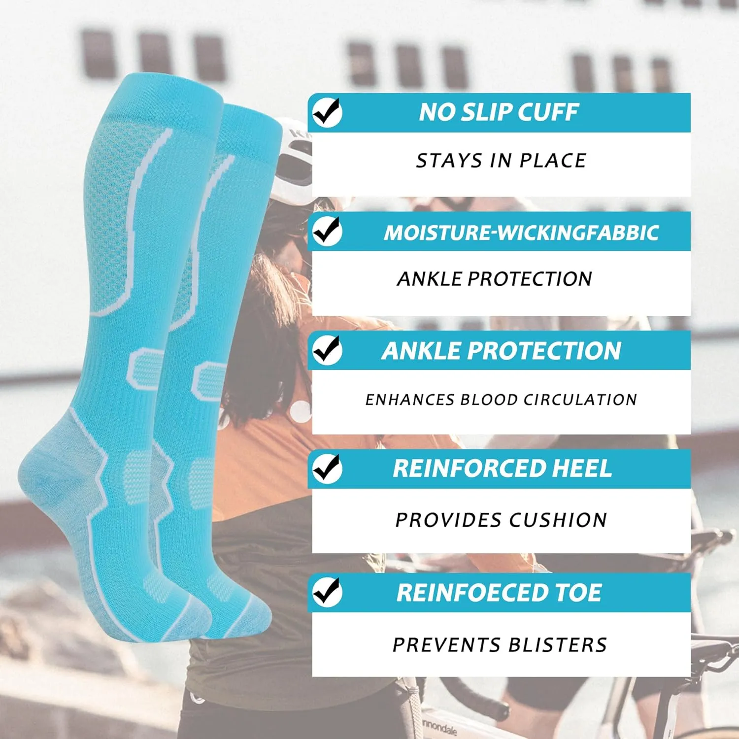 fenglaoda 6 Pairs Compression Socks for Women & Men Knee High Cute Circulation Socks for Nurse Pregnant Travel Athletic