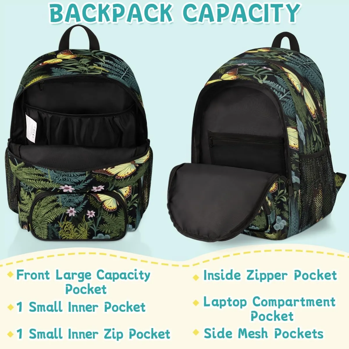 Fern Leaf Leaves Laptop Backpack for Women Men, Work Computer Backpacks, 18.3 Inch Large Computer Nurse Teacher Bags Travel Casual Daypack