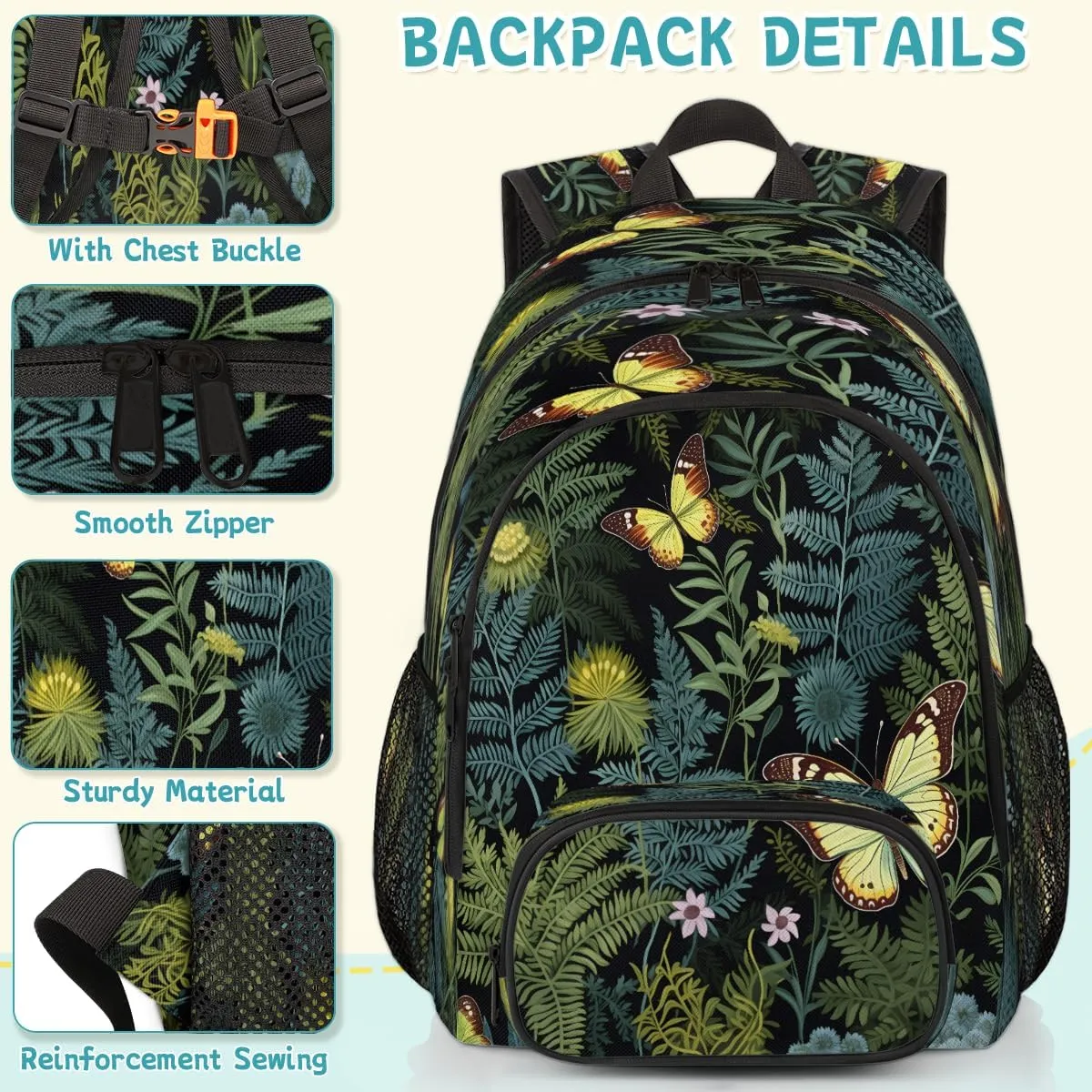 Fern Leaf Leaves Laptop Backpack for Women Men, Work Computer Backpacks, 18.3 Inch Large Computer Nurse Teacher Bags Travel Casual Daypack