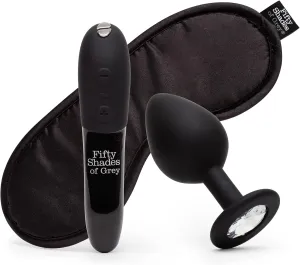 Fifty Shades of Grey Come to Bed Couples Kit – Adult Sex Toy Kit with Clitoral Bullet Vibrator, Crystal Anal Plug & Satin Blindfold – Vibrator Bullet with 8 Speeds - Rechargeable & Waterproof – 3pcs