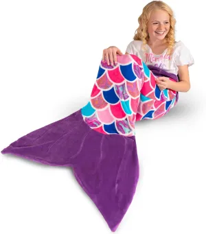 Fin Fun Mermaid Tail Blanket Kids, Girls and Boys - Cuddle Tails - Perfect Birthday Adult & Teen Size, Sea Orchid