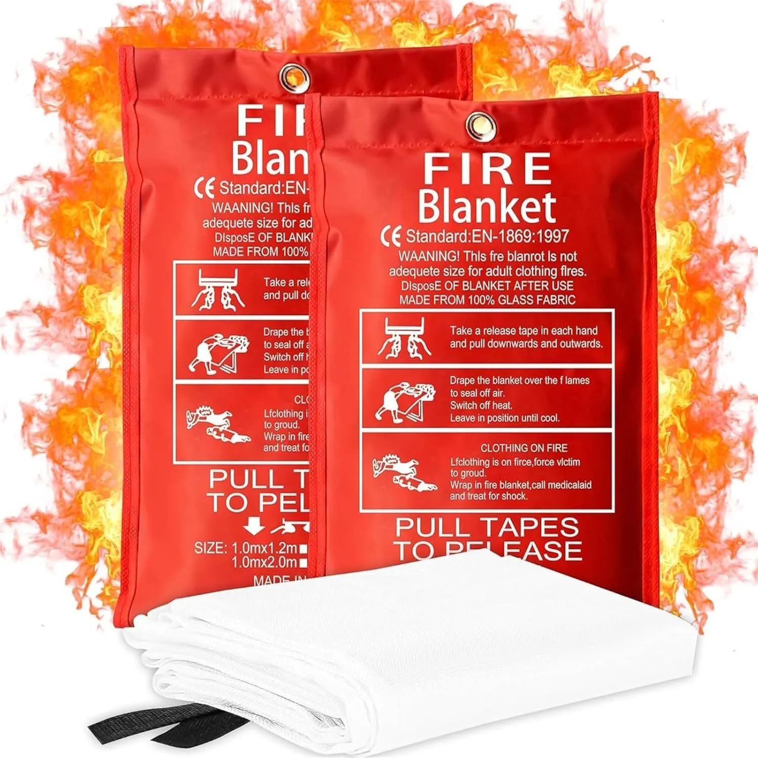 Fire Blanket,Fire Blankets Emergency for Home,Emergency Fire Blanket,Fire Suppression Blanket for Kitchen, Grill, Car, Office, Warehouse(1mx1m)