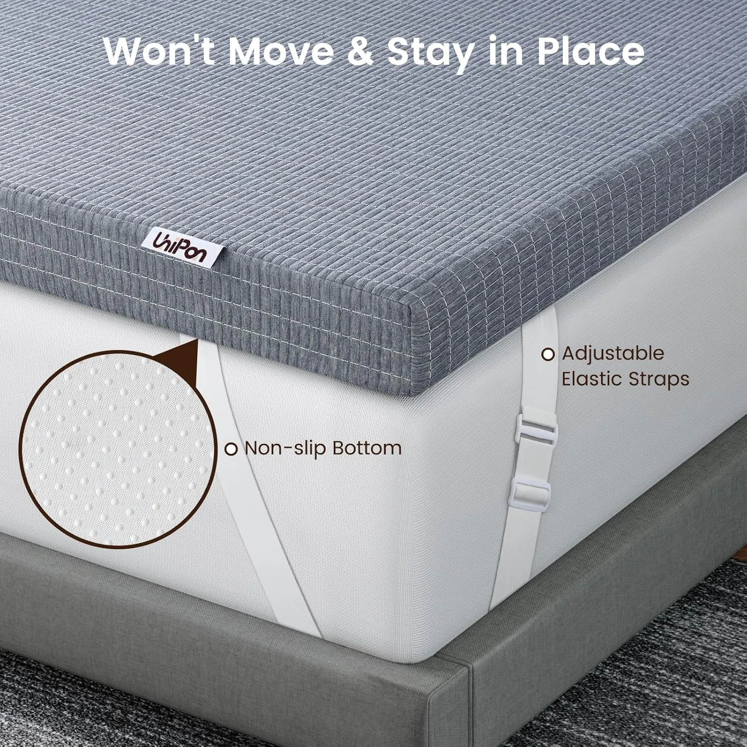 Firm Mattress Topper Queen - 4 Inch Charcoal-Infused Memory Foam Bed Topper for Back Pain Relief and Spinal Alignment, Dual-Sided Firmness, CertiPUR-US Certified, Removable Cover