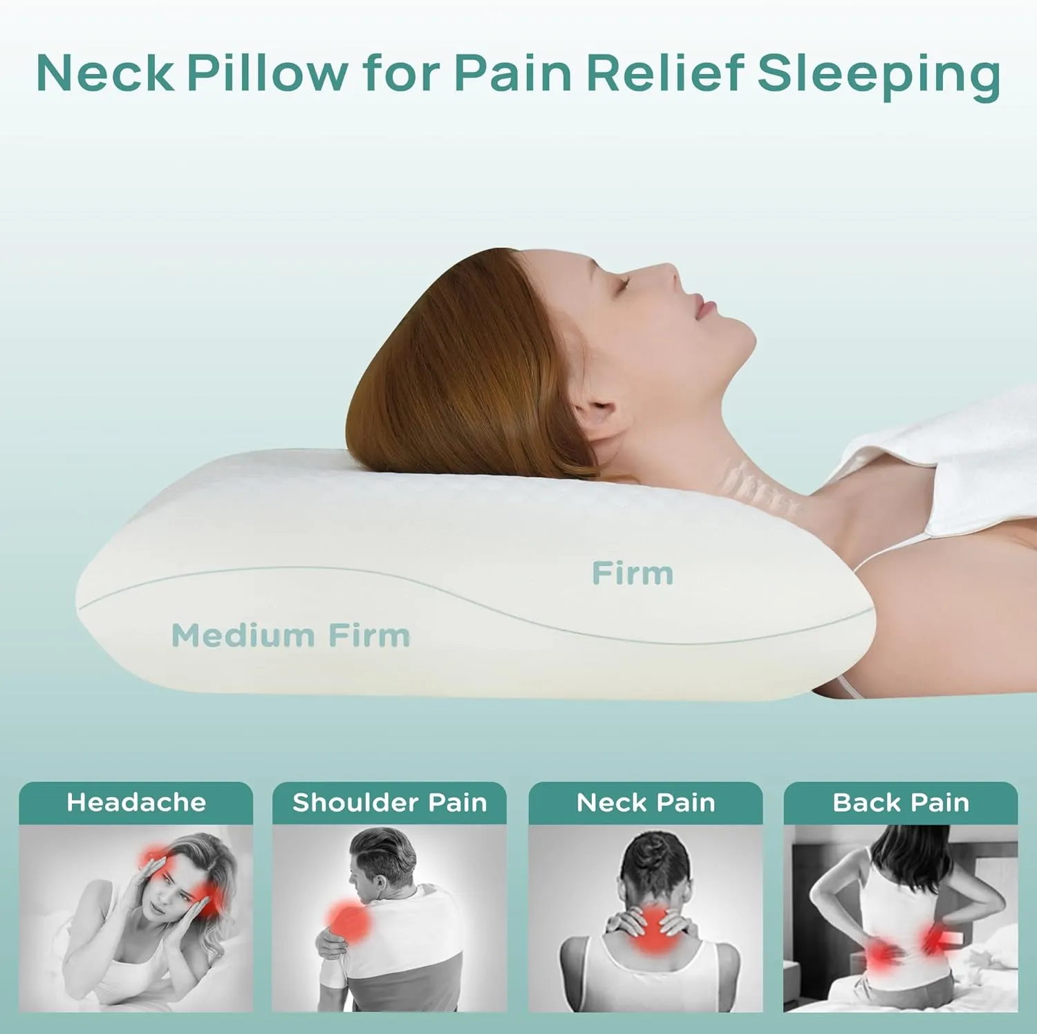 Firm Memory Foam Pillow, Cervical Neck Pillow, Firmness Adjustable Side Sleeper Pillow for Pain Relief, Ergonomic Orthopedic Pillow for Side Sleepers, Neck Support Pillow for Sleeping, Blue