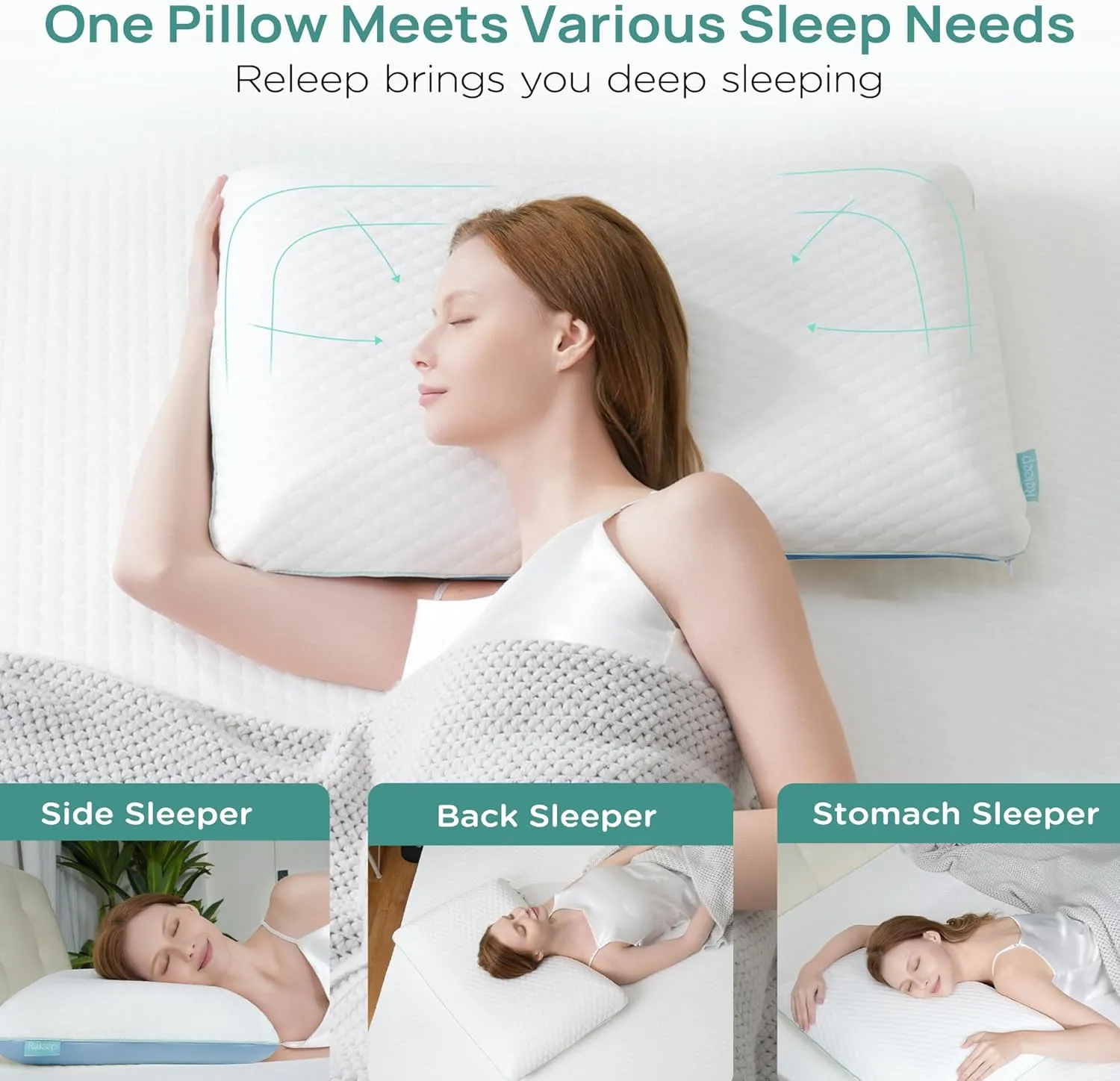 Firm Memory Foam Pillow, Cervical Neck Pillow, Firmness Adjustable Side Sleeper Pillow for Pain Relief, Ergonomic Orthopedic Pillow for Side Sleepers, Neck Support Pillow for Sleeping, Blue