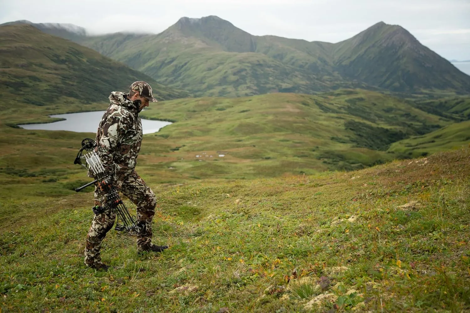 First Lite Men's Omen Stormshelter Jacket - Waterproof Durable Camo Hunting Rain Shell