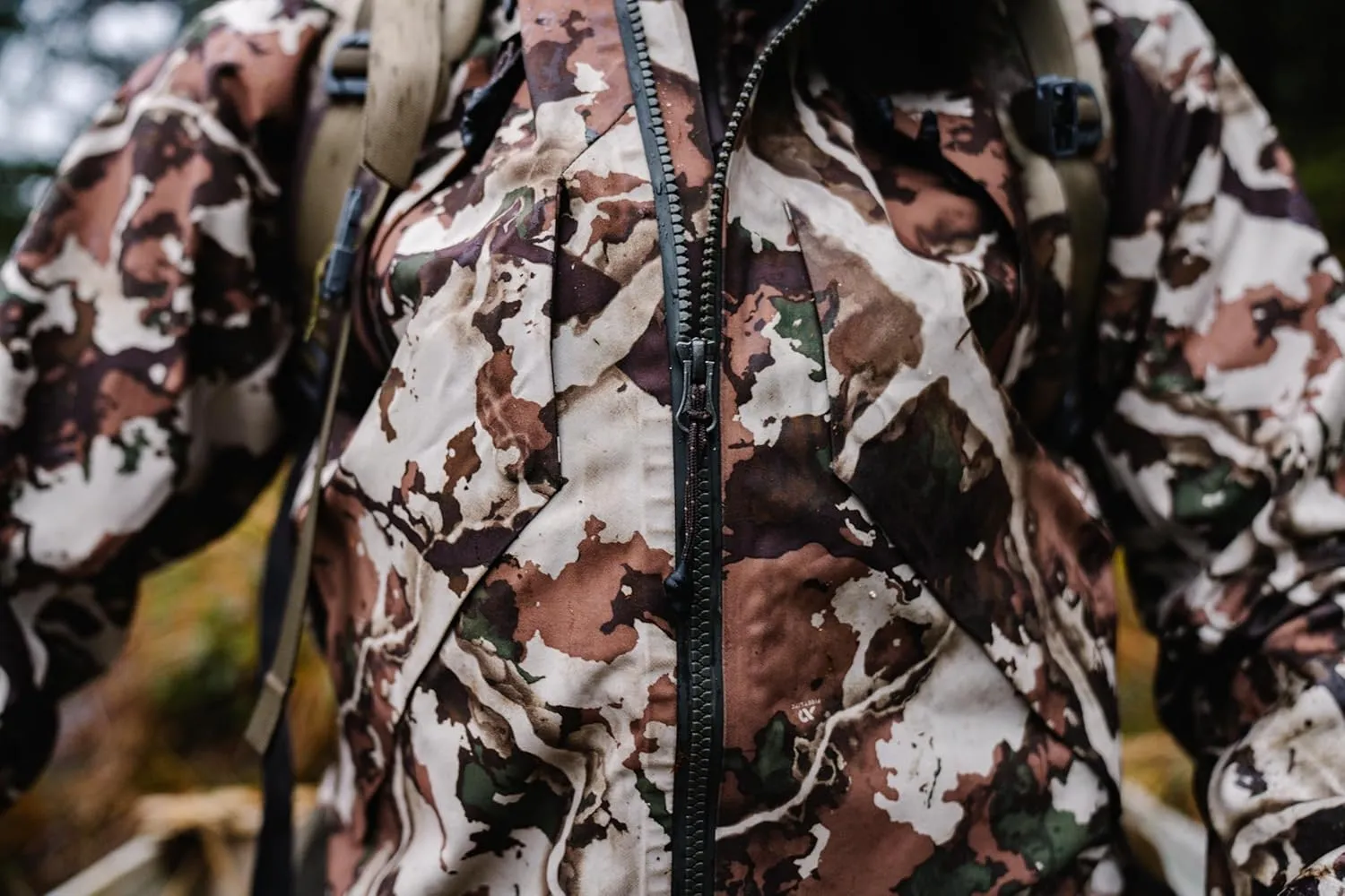 First Lite Men's Omen Stormshelter Jacket - Waterproof Durable Camo Hunting Rain Shell
