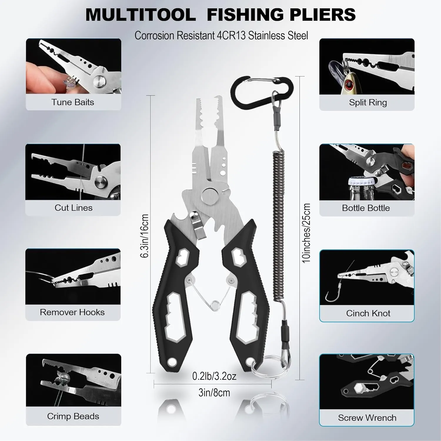 Fishing Tool Kit - Fishing Pliers Digital Scale Fish Lip Gripper With Lanyard, Fishing Accessories and Equipment Fishing Tools Set Multitool Hook Remover Line Cutter For Saltwater, Gift for Men