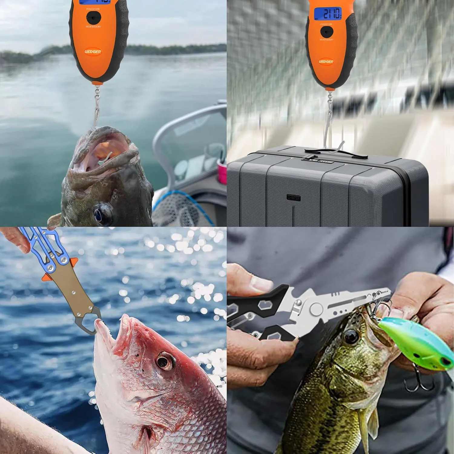 Fishing Tool Kit - Fishing Pliers Digital Scale Fish Lip Gripper With Lanyard, Fishing Accessories and Equipment Fishing Tools Set Multitool Hook Remover Line Cutter For Saltwater, Gift for Men