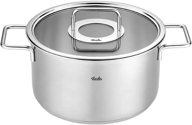 Fissler Pure Collection Stainless Steel 9 Piece Cookware Set with Metal Lids