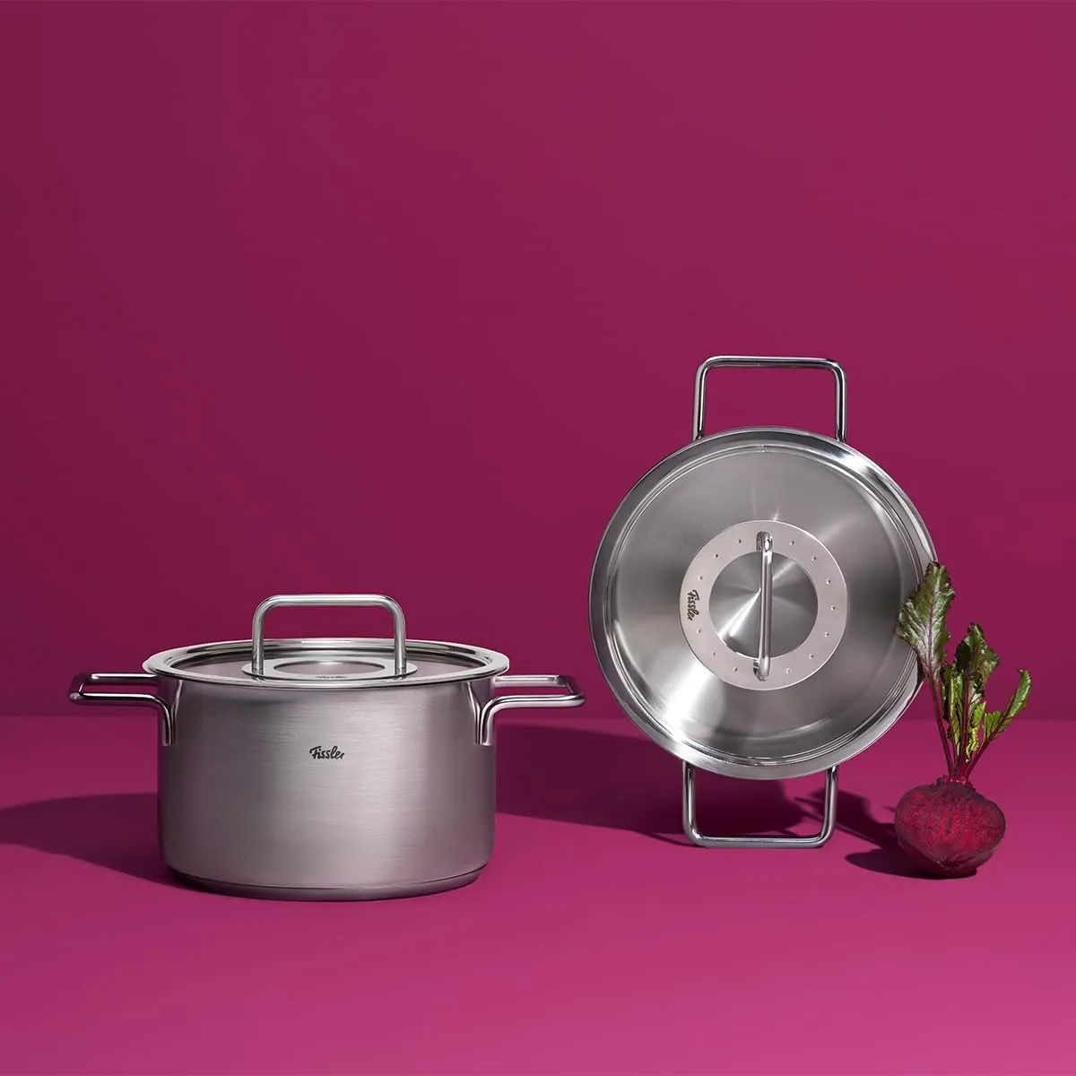 Fissler Pure Collection Stainless Steel 9 Piece Cookware Set with Metal Lids