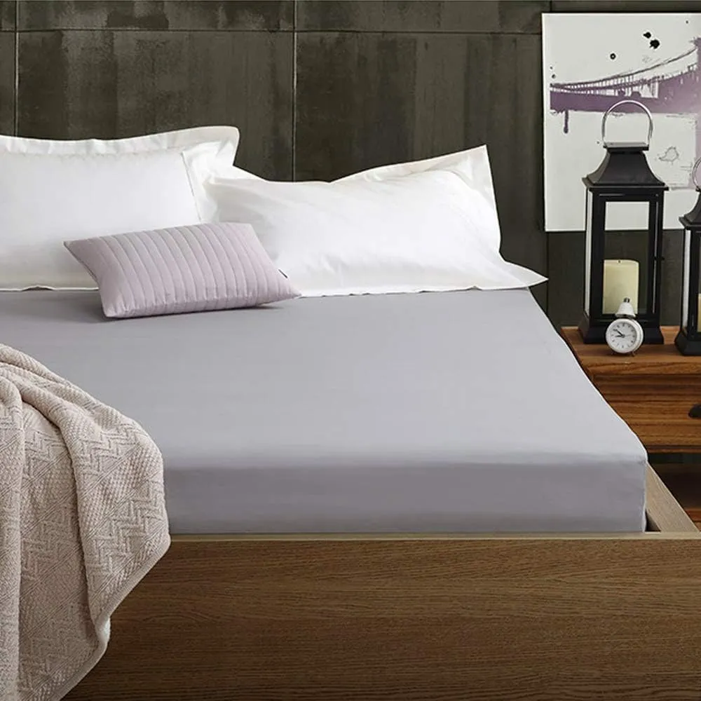 Fitted Sheet- COSMOPLUS Full Fitted Sheet Only（No Flat Sheet or Pillow Shams）,4 Way Stretch Micro-Knit,Snug Fit,Wrinkle Free,for Standard Mattress and Air Bed Mattress from 8” Up to 14”,Light Gray