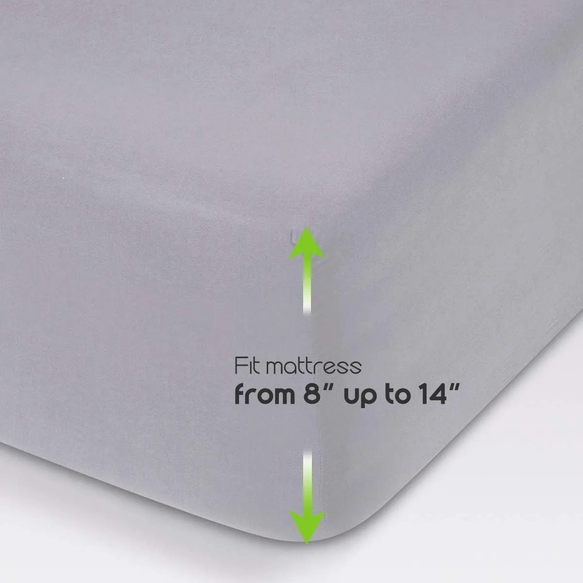 Fitted Sheet- COSMOPLUS Full Fitted Sheet Only（No Flat Sheet or Pillow Shams）,4 Way Stretch Micro-Knit,Snug Fit,Wrinkle Free,for Standard Mattress and Air Bed Mattress from 8” Up to 14”,Light Gray