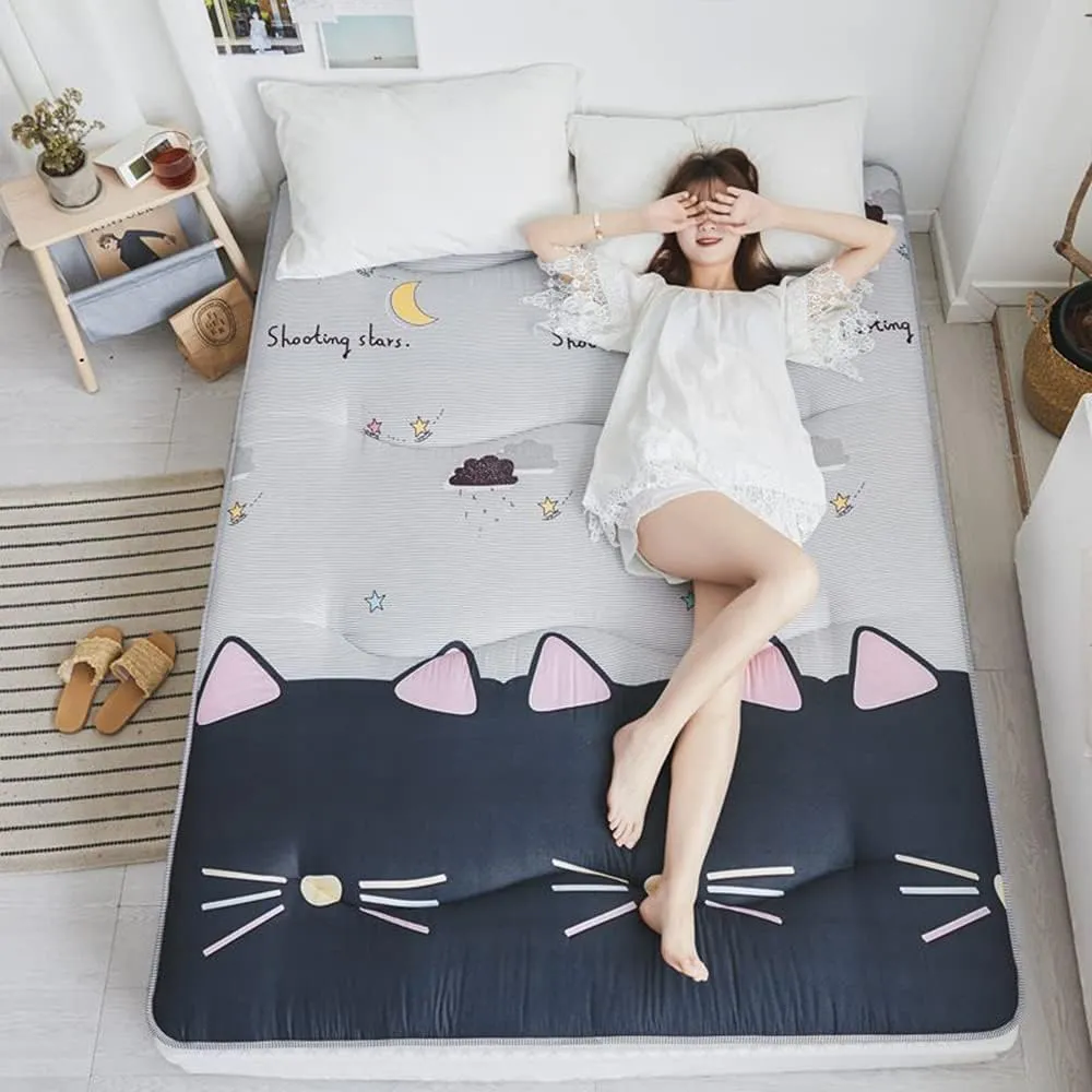 Floor Mattress Twin Mattress Topper Thicken Tatami Mat Sleeping Pad Non-Slip Skin-Friendly Cotton Student Dormitory, Rental Room,B,Twin