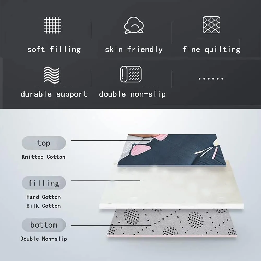 Floor Mattress Twin Mattress Topper Thicken Tatami Mat Sleeping Pad Non-Slip Skin-Friendly Cotton Student Dormitory, Rental Room,B,Twin