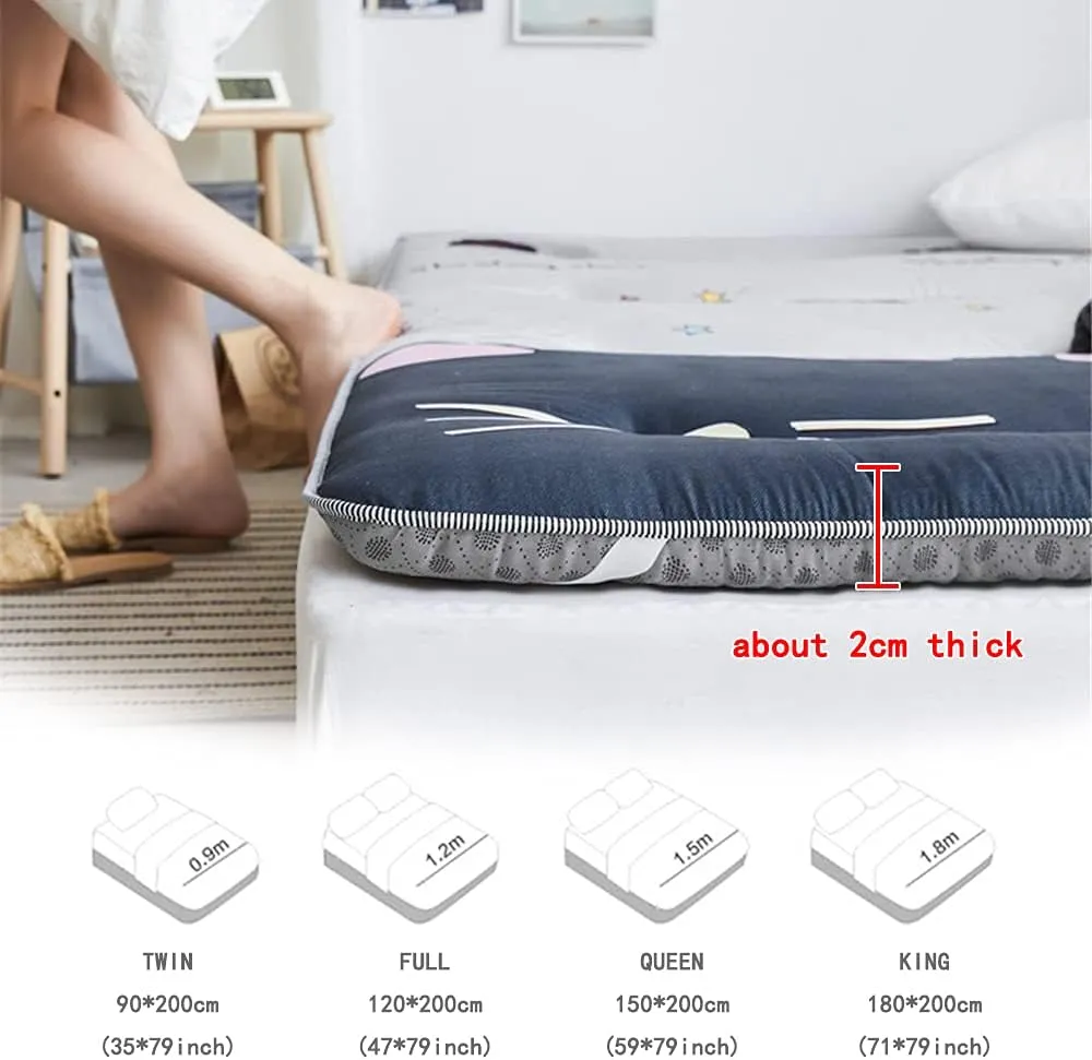 Floor Mattress Twin Mattress Topper Thicken Tatami Mat Sleeping Pad Non-Slip Skin-Friendly Cotton Student Dormitory, Rental Room,B,Twin