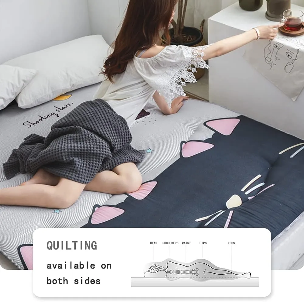 Floor Mattress Twin Mattress Topper Thicken Tatami Mat Sleeping Pad Non-Slip Skin-Friendly Cotton Student Dormitory, Rental Room,B,Twin