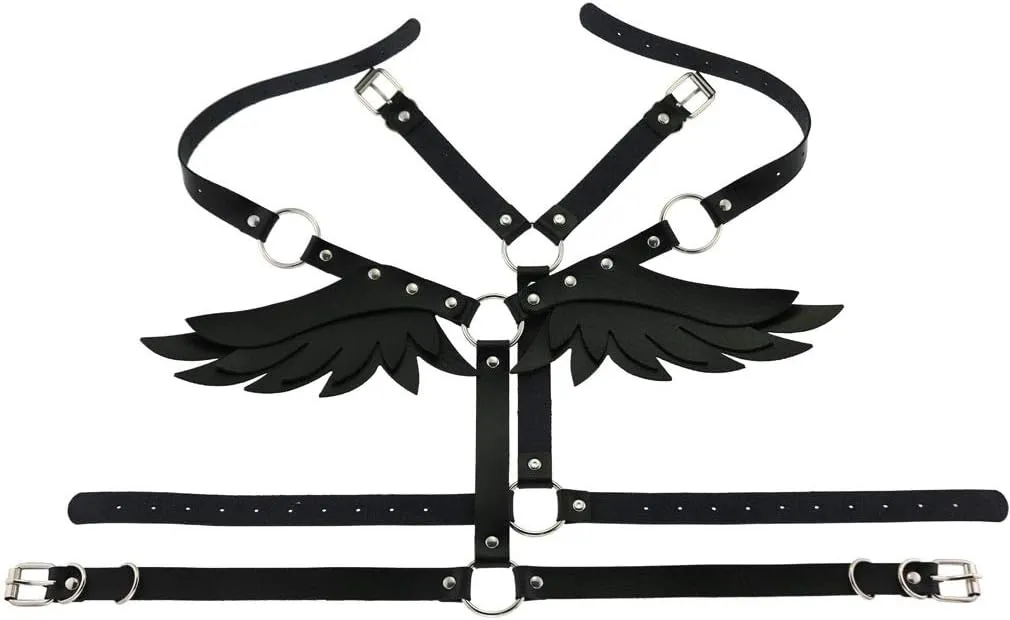 FM FM42 O Ring Waist Belt Body Caged Harness with Back Angel Wings (16 Colors)