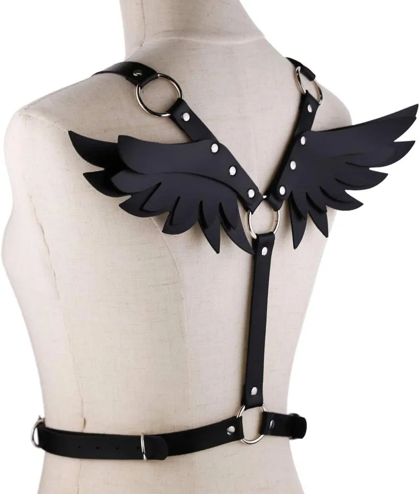 FM FM42 O Ring Waist Belt Body Caged Harness with Back Angel Wings (16 Colors)