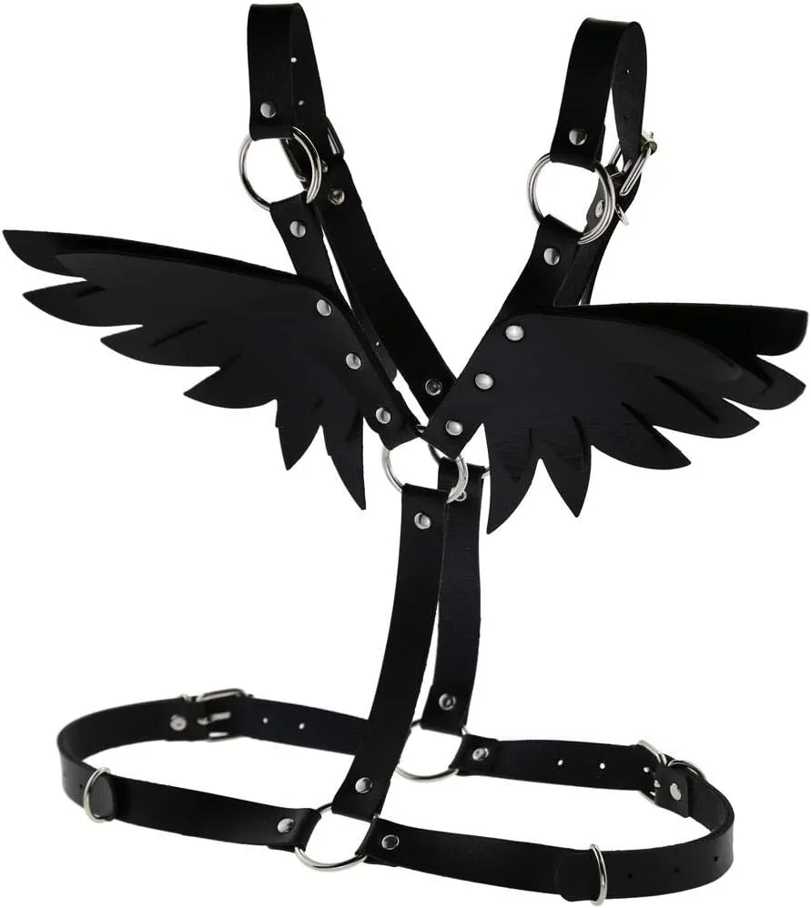 FM FM42 O Ring Waist Belt Body Caged Harness with Back Angel Wings (16 Colors)