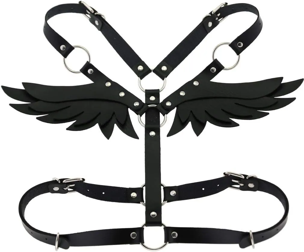 FM FM42 O Ring Waist Belt Body Caged Harness with Back Angel Wings (16 Colors)