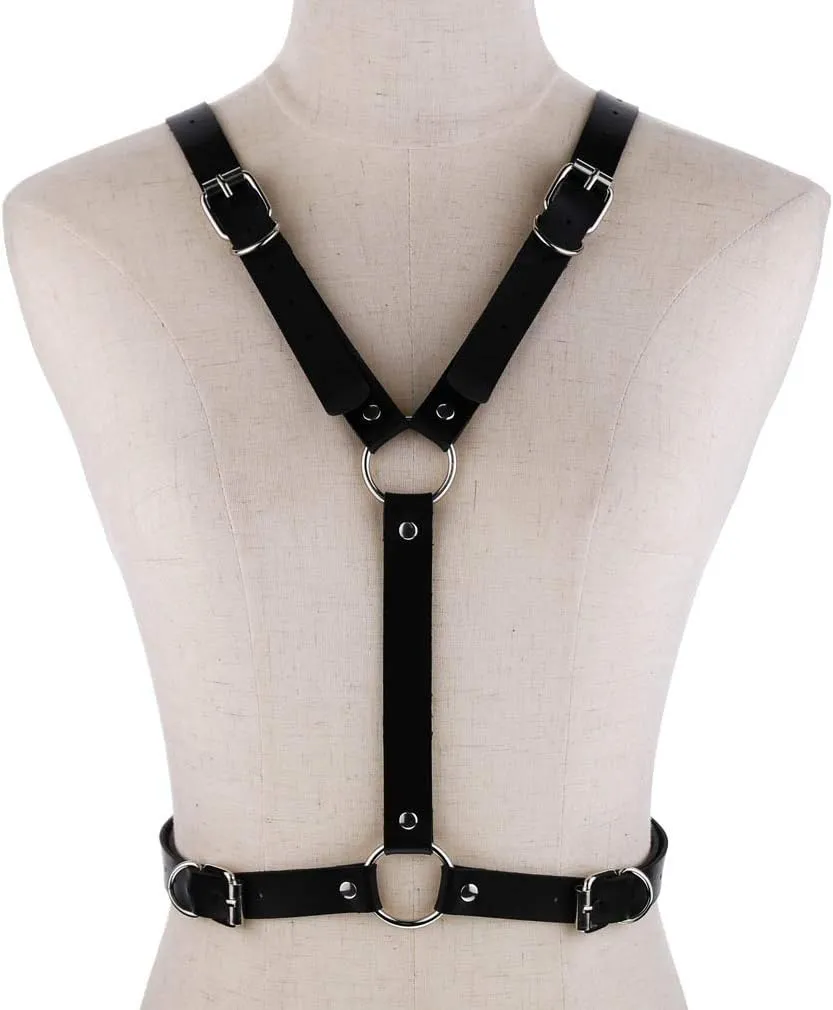 FM FM42 O Ring Waist Belt Body Caged Harness with Back Angel Wings (16 Colors)