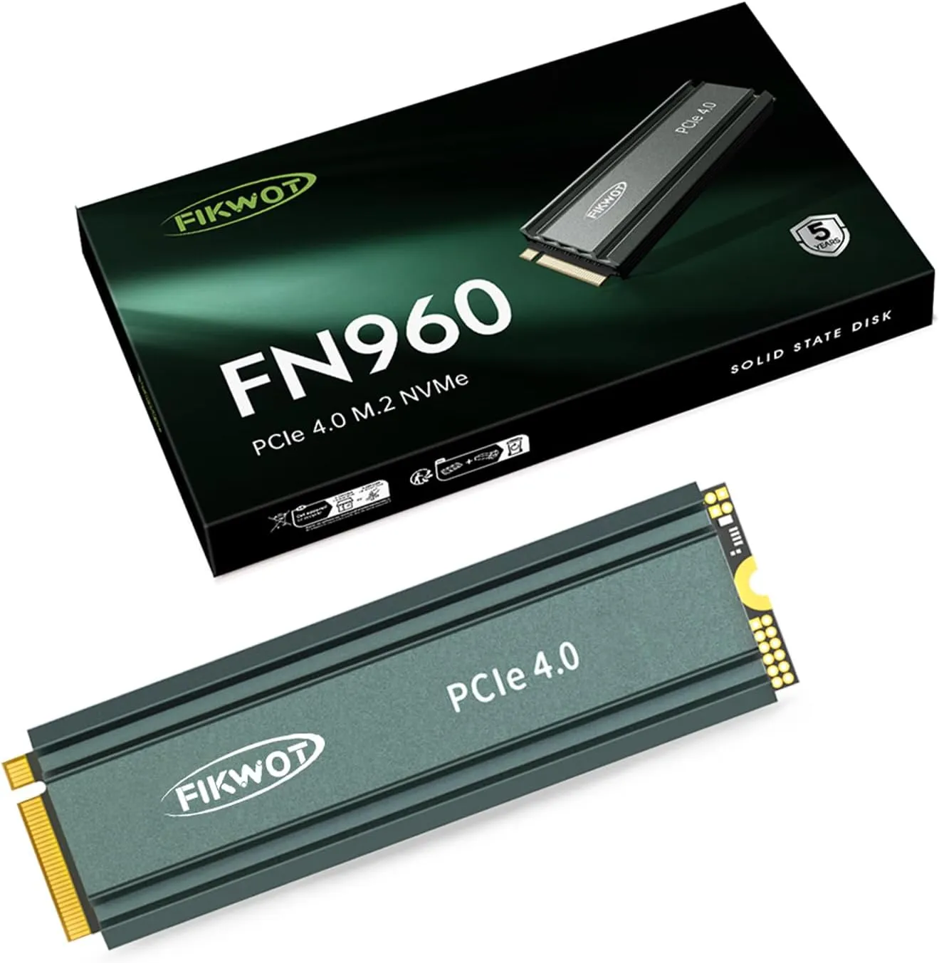FN960 2TB M.2 2280 PCIe Gen4 x4 NVMe 1.4 Internal Solid State Drive with Heatsink - Speeds up to 4800MB/s, Dynamic SLC Cache, Compatible PS5 Internal SSD
