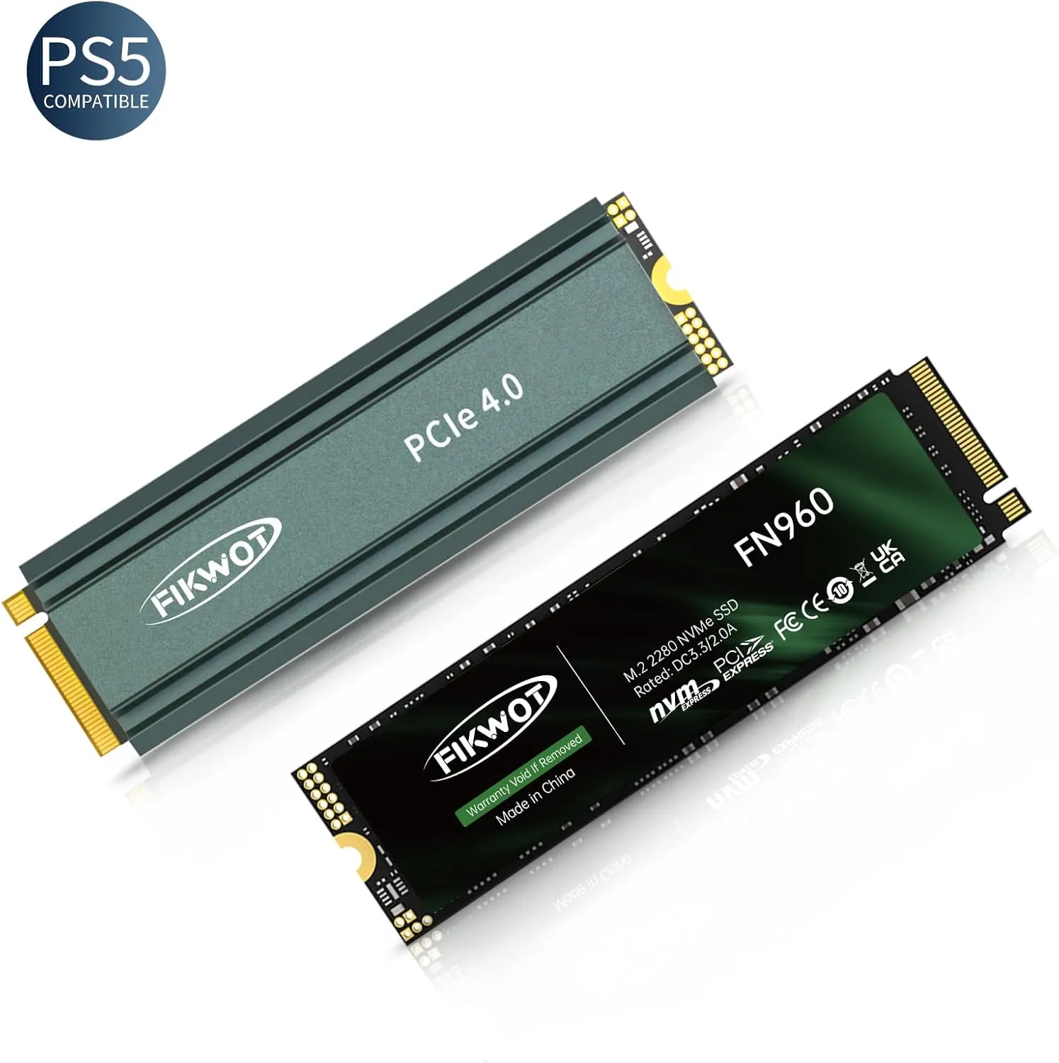 FN960 2TB M.2 2280 PCIe Gen4 x4 NVMe 1.4 Internal Solid State Drive with Heatsink - Speeds up to 4800MB/s, Dynamic SLC Cache, Compatible PS5 Internal SSD