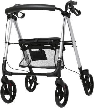 Folding Rollator Rollator Walker, Walking Frame 4 Wheel Foldable Compact Mobility Aids with Seat Bag Transport Walker Multi Use Walking Stick Elderly Disabled