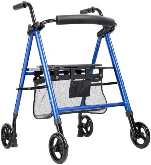 Folding Rollator Rollator Walkers Rollator Walker, Walking Frame 4 Wheel Foldable Compact Mobility Aids with Seat Bag Transport Walker Multi Use Walking Stick Elderly Disabled