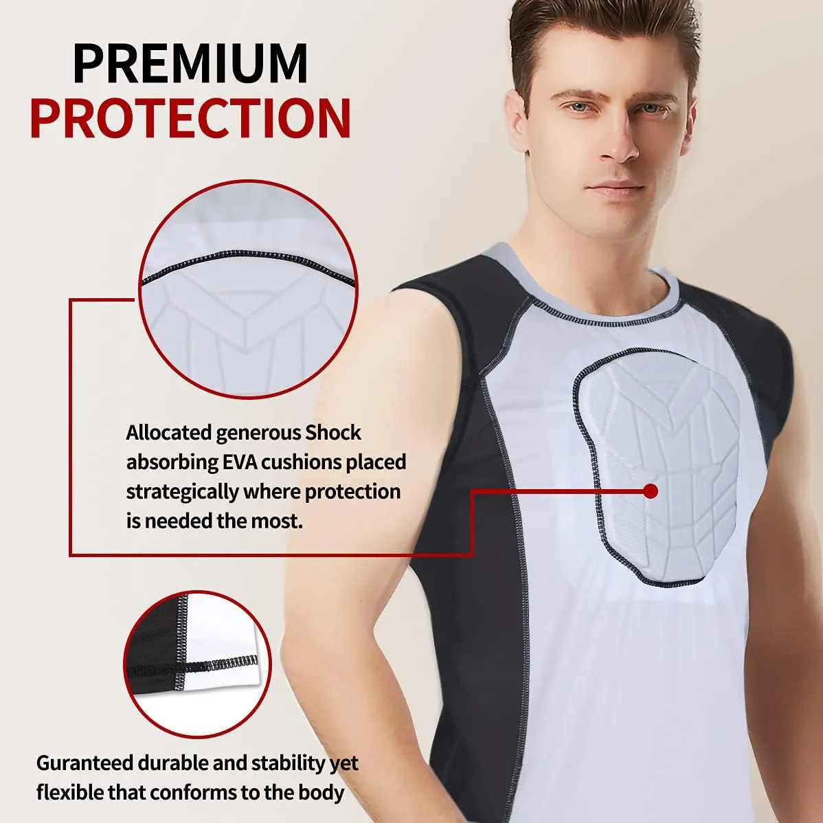 Football Rib Protector Chest Protector Padded for Baseball Soccer Basketball