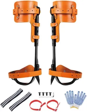 Forged Steel Tree Climbing Spikes, Adjustable Tree Climbing Gear, Climbing Spurs Gaffs with Leather Pads, Arborist Climbing Equipment Tree Work Hunting Gear with Straps & Gloves
