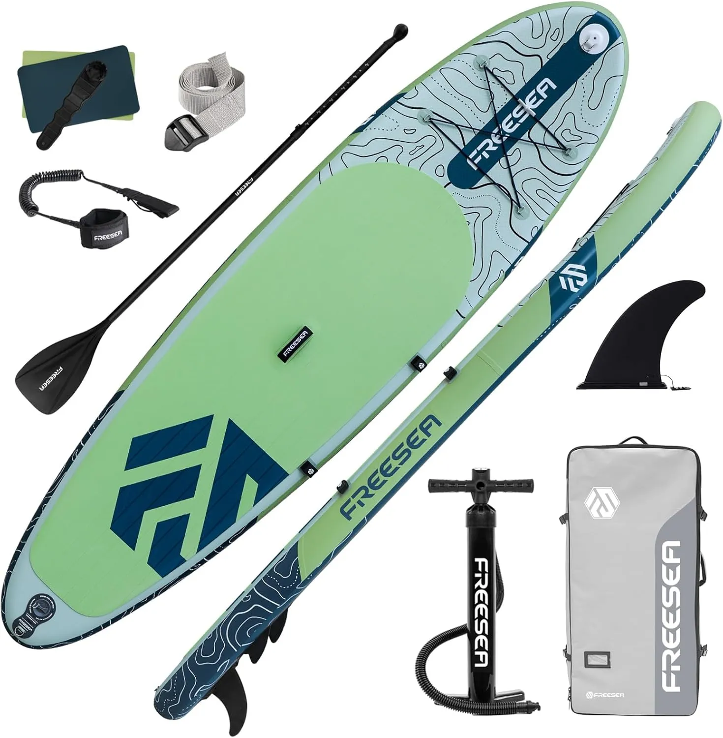 Freesea Inflatable Stand Up Paddleboard with Premium SUP Accessories, Wide, Stable, Non-Slip Comfortable Deck for Youth & Adult