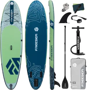 Freesea Inflatable Stand Up Paddleboard with Premium SUP Accessories, Wide, Stable, Non-Slip Comfortable Deck for Youth & Adult