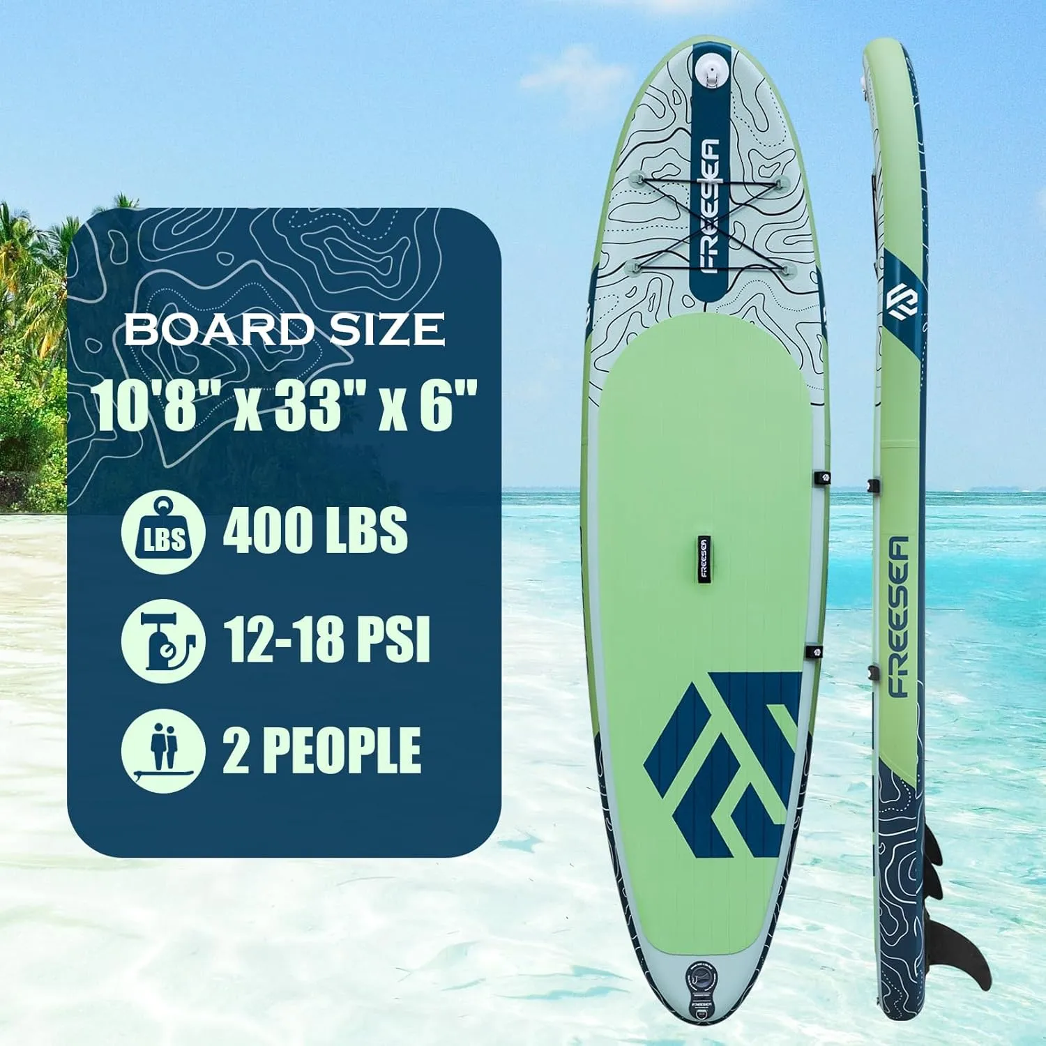 Freesea Inflatable Stand Up Paddleboard with Premium SUP Accessories, Wide, Stable, Non-Slip Comfortable Deck for Youth & Adult