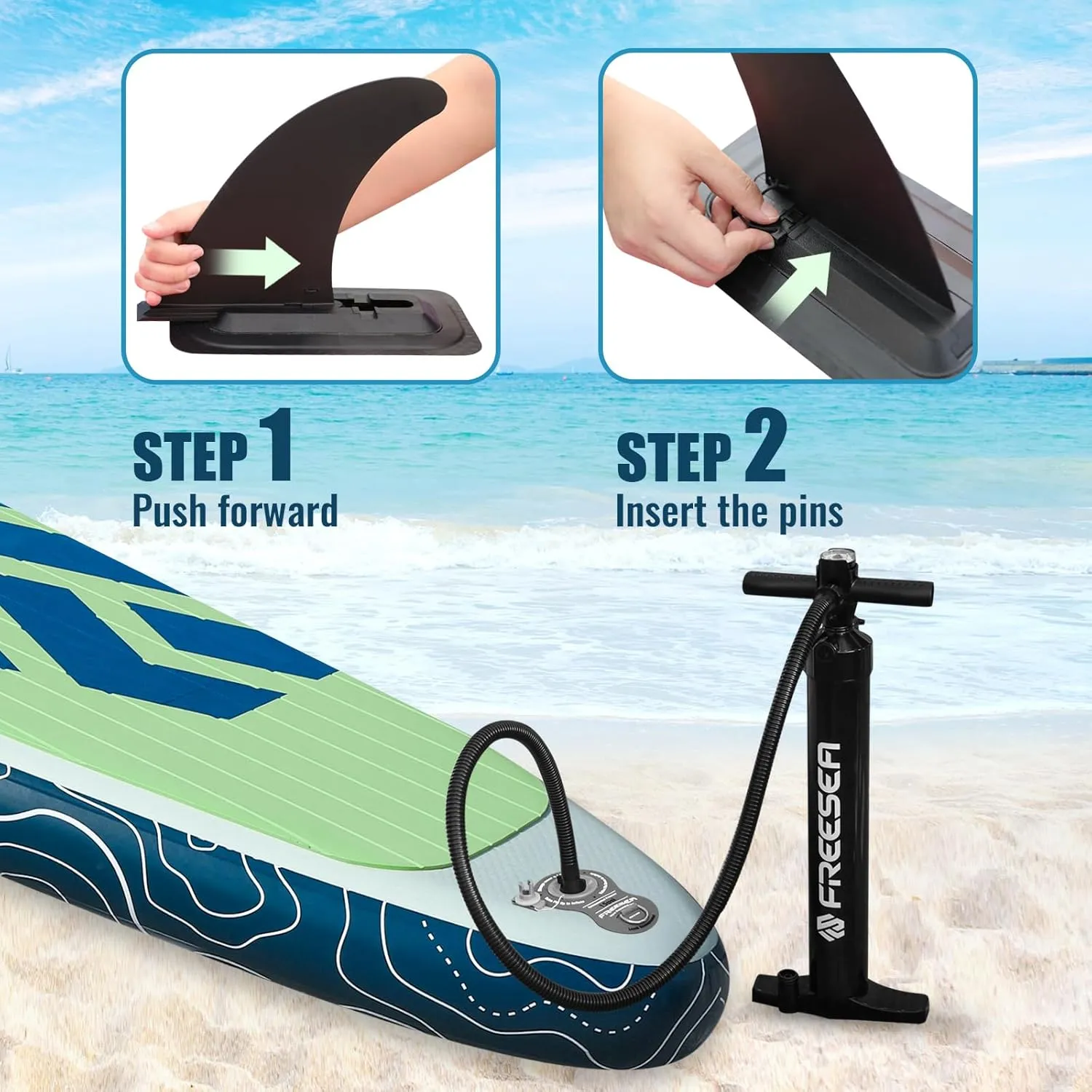 Freesea Inflatable Stand Up Paddleboard with Premium SUP Accessories, Wide, Stable, Non-Slip Comfortable Deck for Youth & Adult